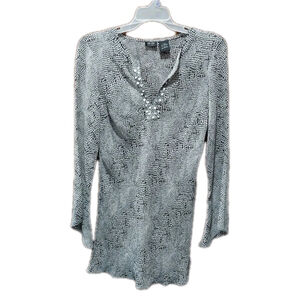 Vtg Nicole Miller Snakeskin Long Tunic 14 Sheer Cover up Boho Festival Beach